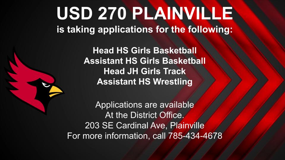 Plainville USD 270 USD 270 Taking Applications For the Following